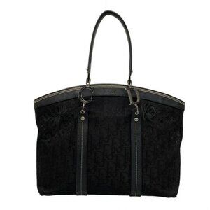 DIOR/ChristianDior Flower, Trotter Black Jacquard Leather Tote Bag
